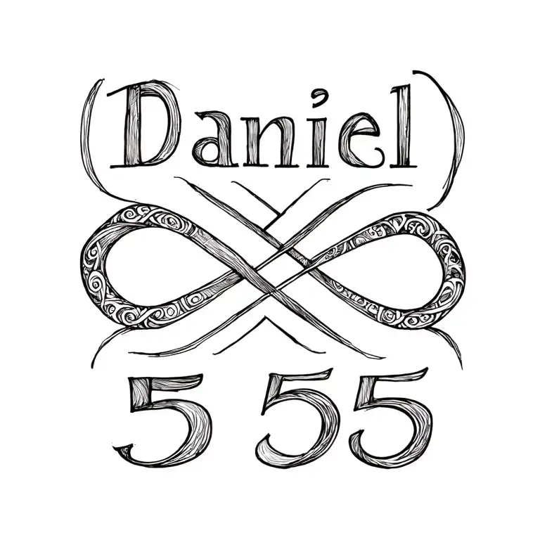 "Daniel 555" infinity symbol integrated tattoo design idea