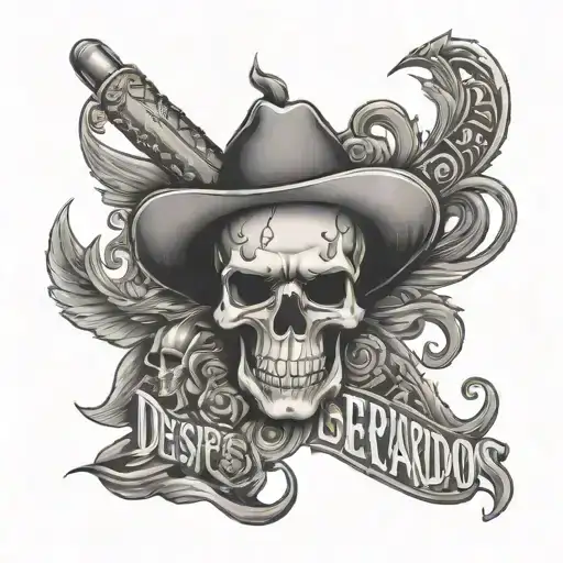 Desperados text western type tattoo design idea