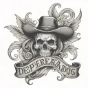 Desperados text western type tattoo design idea
