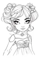 design me a patchwork fine line sleeve; inspired by bratz, monster high, winx club, strawberry shortcake,  Powerpuff gir tattoo design idea