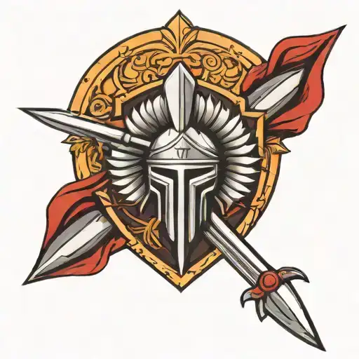 Spartan shield and sword tattoo design idea