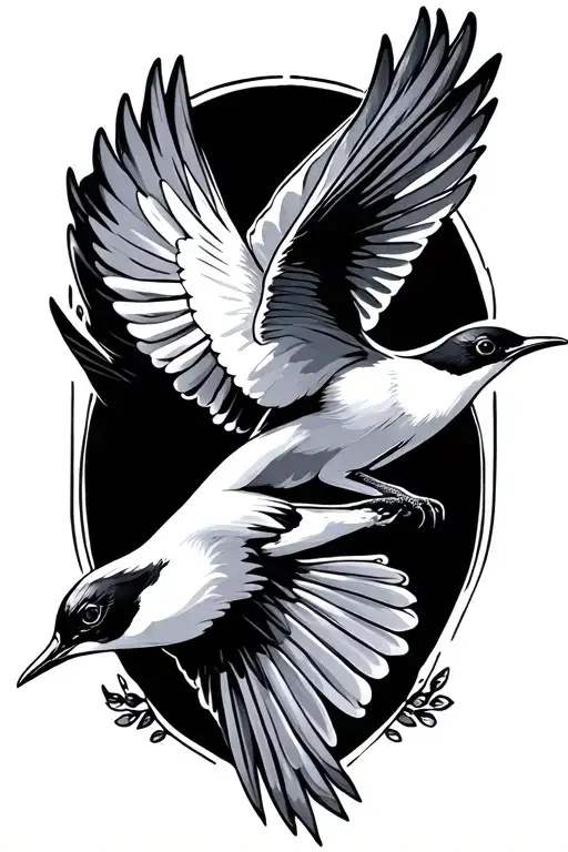 two swallows flying facin each other tattoo design idea