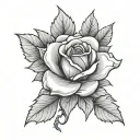 A rose cut by a katana with falling leaves tattoo design idea