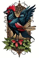 wolfs and hemlock hen bane and dragonfly perched tattoo design idea