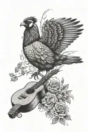 memorial, guitar, pheasant hunting tattoo design idea