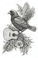 memorial, guitar, pheasant hunting tattoo design idea