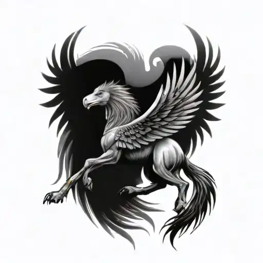 Horse with wolf head and eagle wings made tattoo design idea