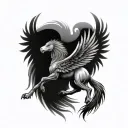 Horse with wolf head and eagle wings made tattoo design idea