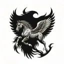 Horse with wolf head and eagle wings made tattoo design idea