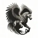 Horse with wolf head and eagle wings made tattoo design idea