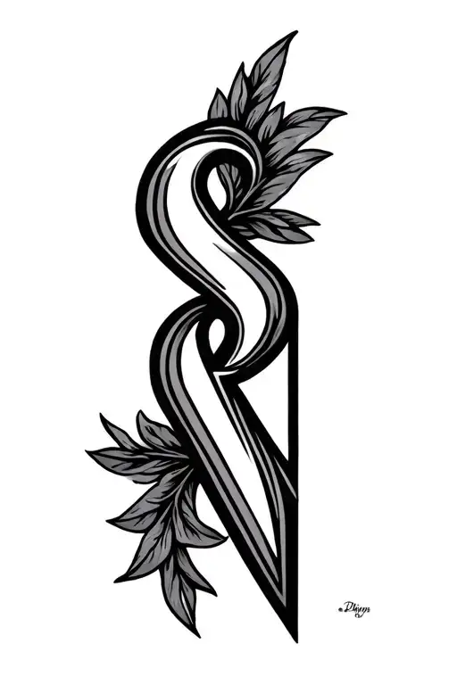 S and N letter tattoo design idea
