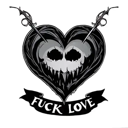 fuck love tattoo design idea