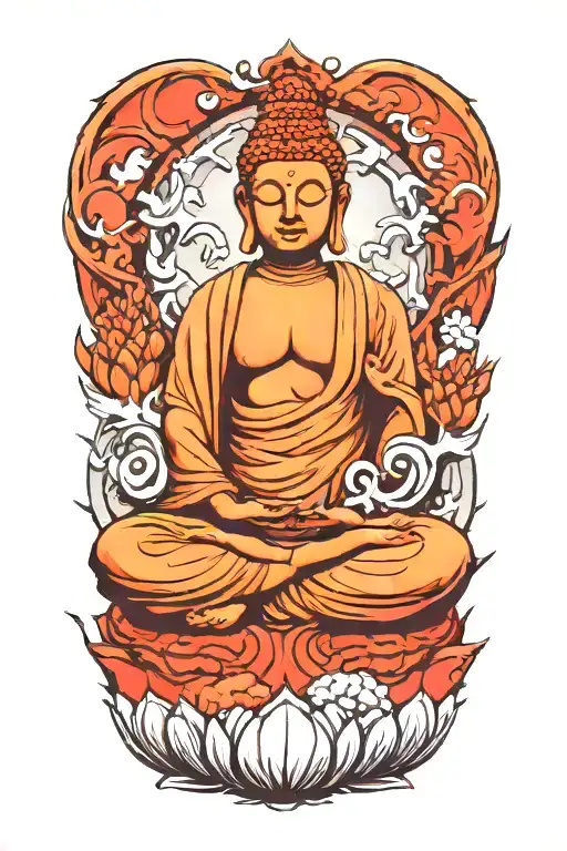 Buddha meditating tattoo design idea