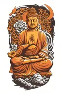 Buddha meditating tattoo design idea