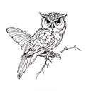 Moth Owl Fine line tattoo tattoo design idea