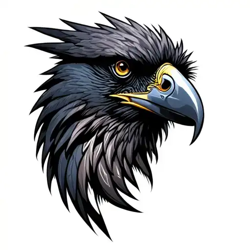 profile of a crow head  tattoo design idea