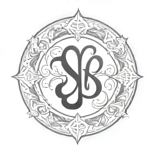 cancer and virgo symbols together with initials VH tattoo design idea