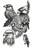  a thunderbird, and pheonix, and chickadee, and native chief warrior boy, and  lightning bolt  tattoo design idea