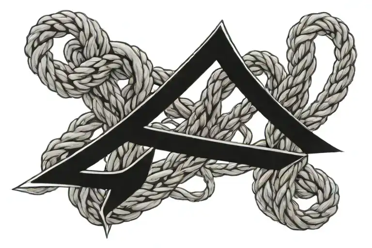 the word family in Sanskrit and thread of knots ropes symbol tattoo design idea