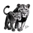 Lioness And Cub tattoo design idea