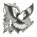 A black background with a white dove outline in the center tattoo design idea