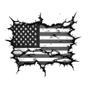 ripped American flag with bullet holes sleeve tatto tattoo design idea