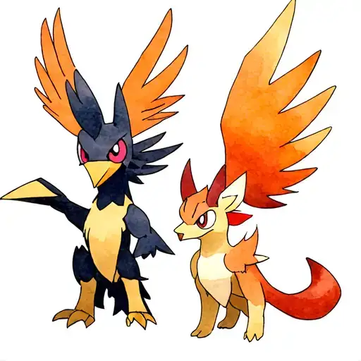 pokemon corviknight with tinkaton, hisui arcanine and floatzel tattoo design idea