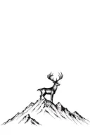 fine line Scottish stag atop a mountain peak tattoo design idea