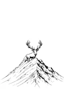 fine line Scottish stag atop a mountain peak tattoo design idea
