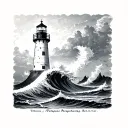 Vintage Lighthouse with a Giant Wave Wrapping Around It tattoo design idea