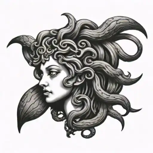small Medusa crying tattoo design idea