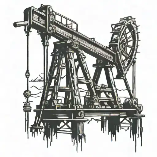 oil pump jack walking beam silhouette tattoo design idea