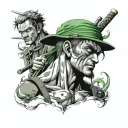 Zoro one piece tattoo design idea