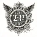 the date “12-03-2006” in roman numeral and underneath write in script “2:24 AM” tattoo design idea