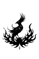 coverup Phoenix rising from flames tattoo design idea