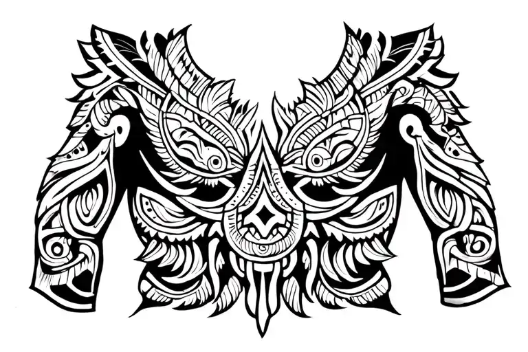 polynesian totem half sleeve chest tattoo tattoo design idea