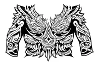 polynesian totem half sleeve chest tattoo tattoo design idea