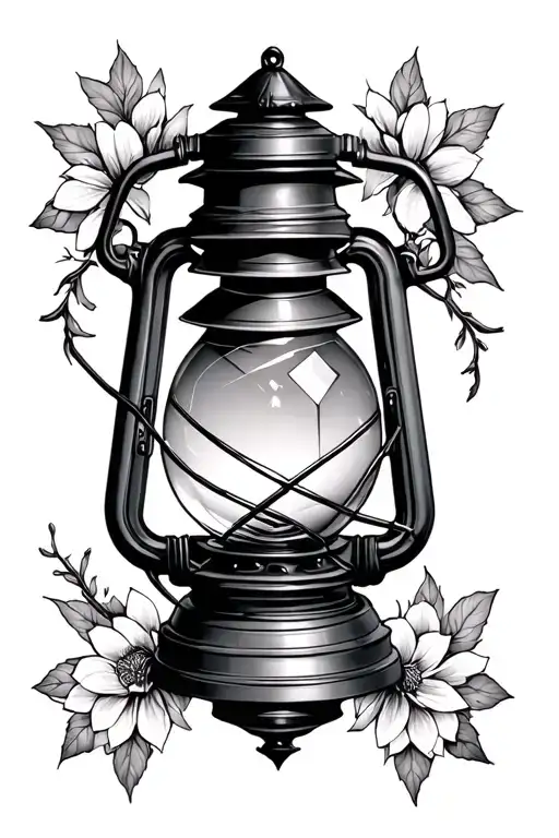 lantern crystal ball tattoo design idea