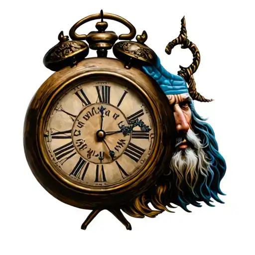 father time with a clock tattoo design idea