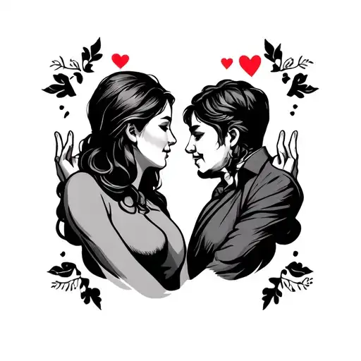 sign language i love you couple tattoo design idea