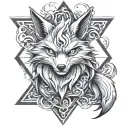 nine tailed fox kurama stule naruto with a triangle in the middle tattoo design idea