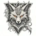 nine tailed fox kurama stule naruto with a triangle in the middle tattoo design idea