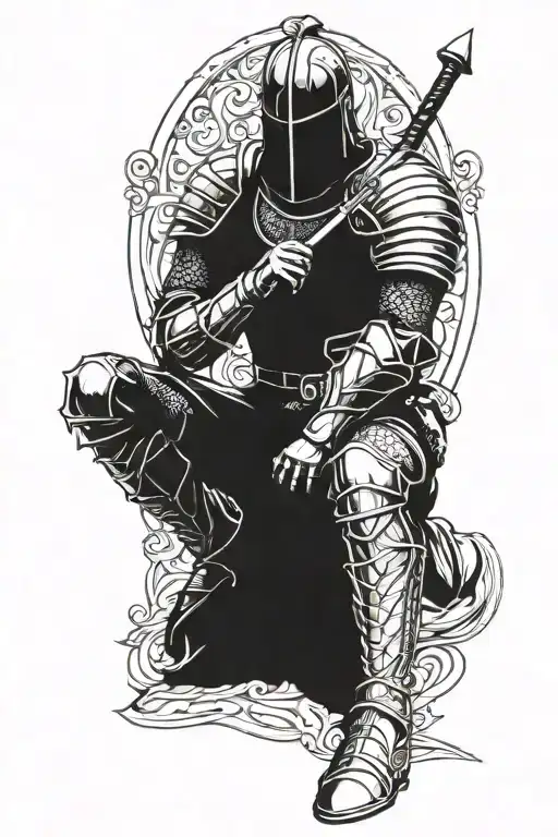 croatian knight kneeling tattoo design idea