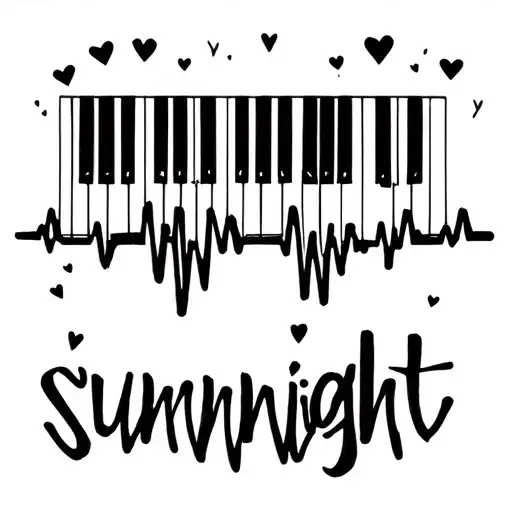 Sunnynight, heartbeat and piano keys spelling tattoo design idea