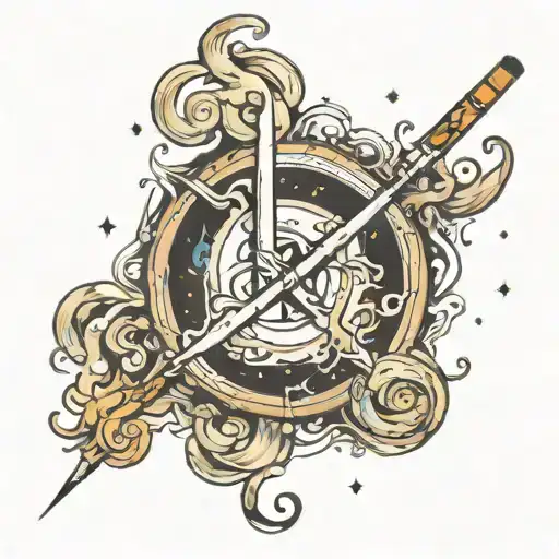 cigarette smoke forming Sagittarius constellation  tattoo design idea