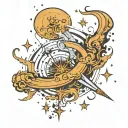 cigarette smoke forming Sagittarius constellation  tattoo design idea