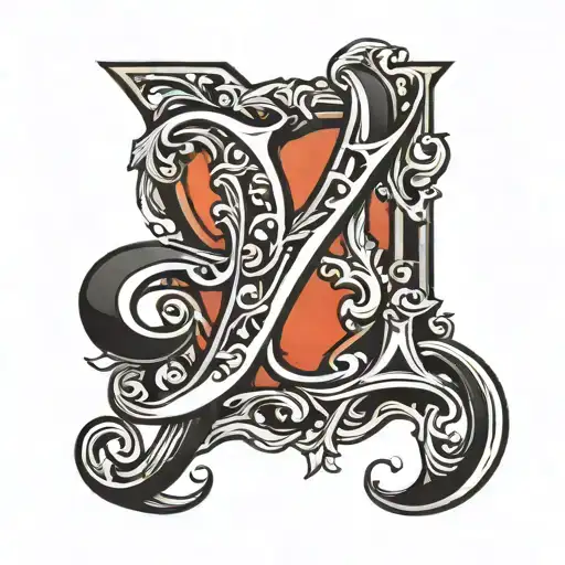 letter J with black heart   tattoo design idea