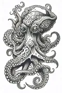 octopus crab holding tattoo design idea