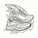 sheet ghost with running shoes tattoo design idea