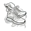 sheet ghost with running shoes tattoo design idea